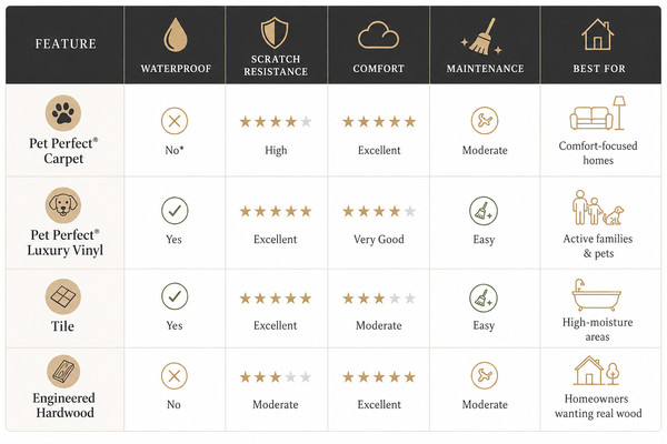Pet-friendly flooring comparison chart